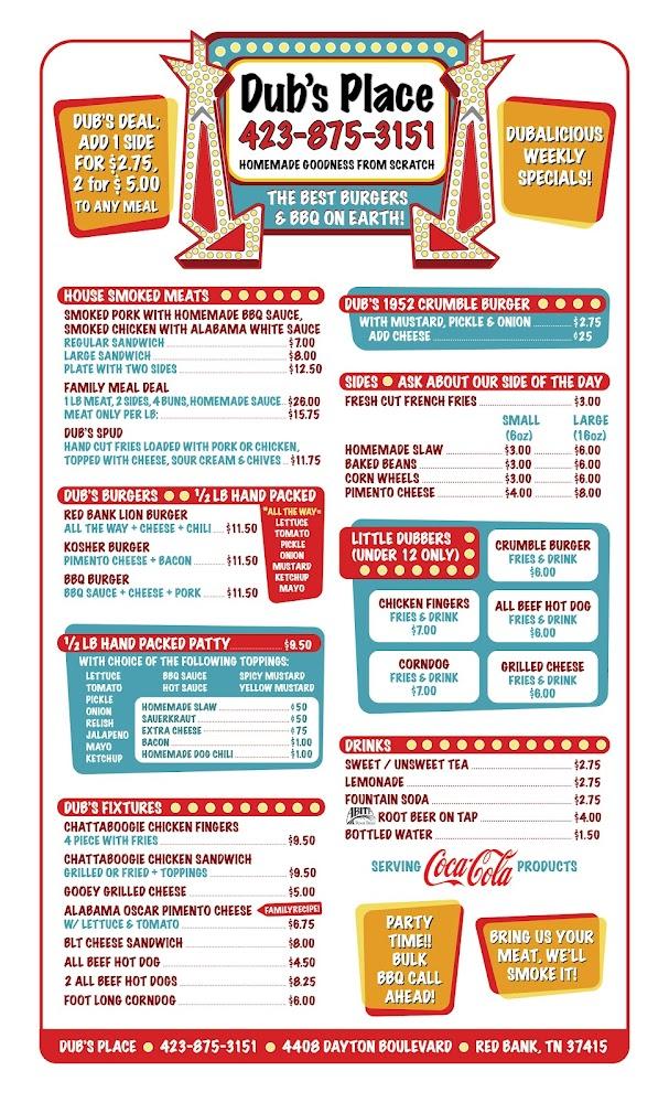 Dub's Place Menu image 1